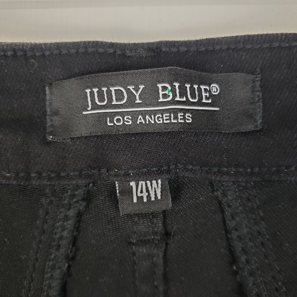 Judy Blue High Waist Star Back Seam Black Flare Denim Jeans 88958 Womens 14W - Picture 7 of 10